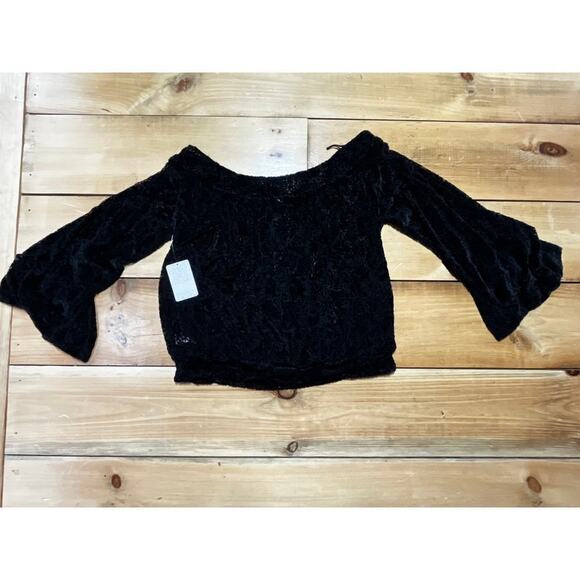 NWT! Free People Women's Sheer Black Lace/Paisley Print Blouse. Size Large - Picture 4 of 10